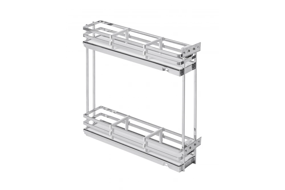 GTV MovixPro side cargo basket, 2 shelves, for cabinet 150mm, without guides, chrome, mat whit
