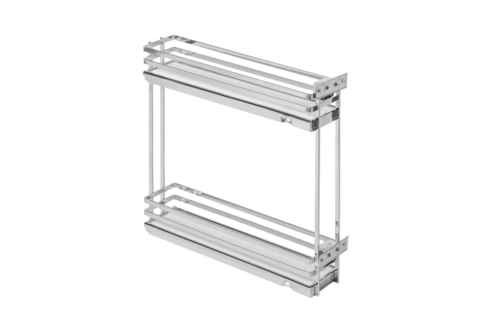 GTV MovixPro side cargo basket, 2 shelves, for cabinet 150mm, without guides, chrome, mat whit