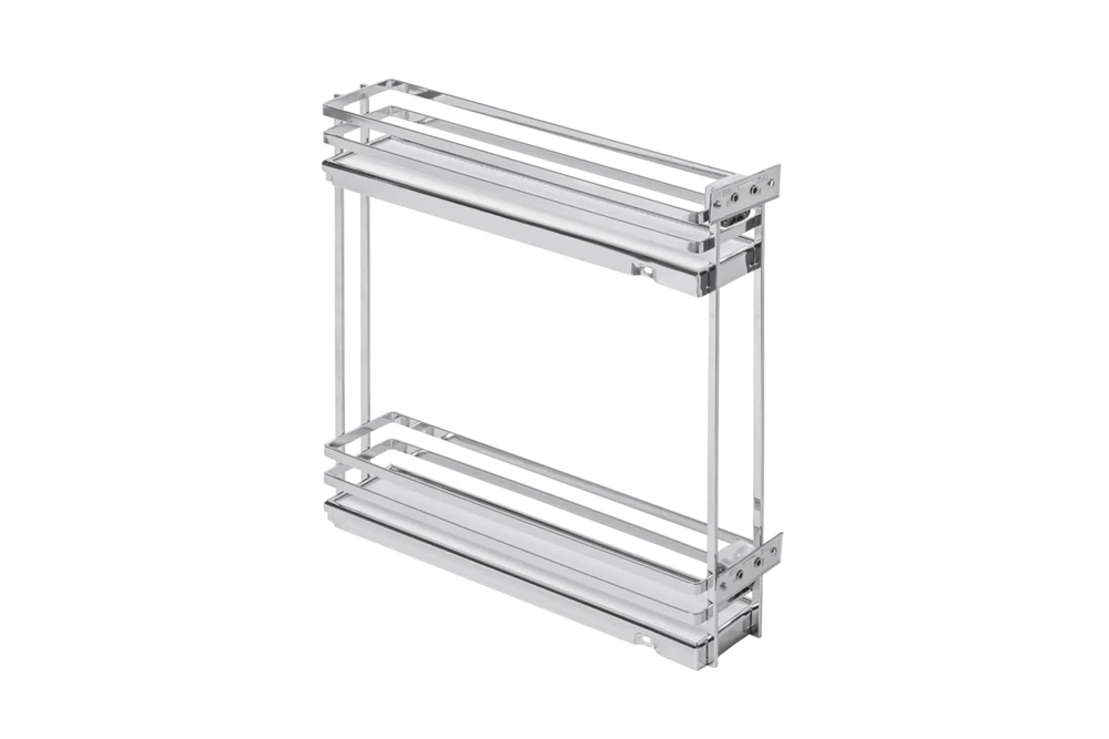 GTV MovixPro side cargo basket, 2 shelves, for cabinet 150mm, without guides, chrome, mat whit
