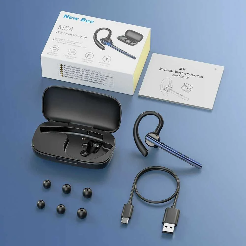 New Bee M54 Bluetooth 5.1 - belaidė ausinė / laisvų rankų įranga, juoda