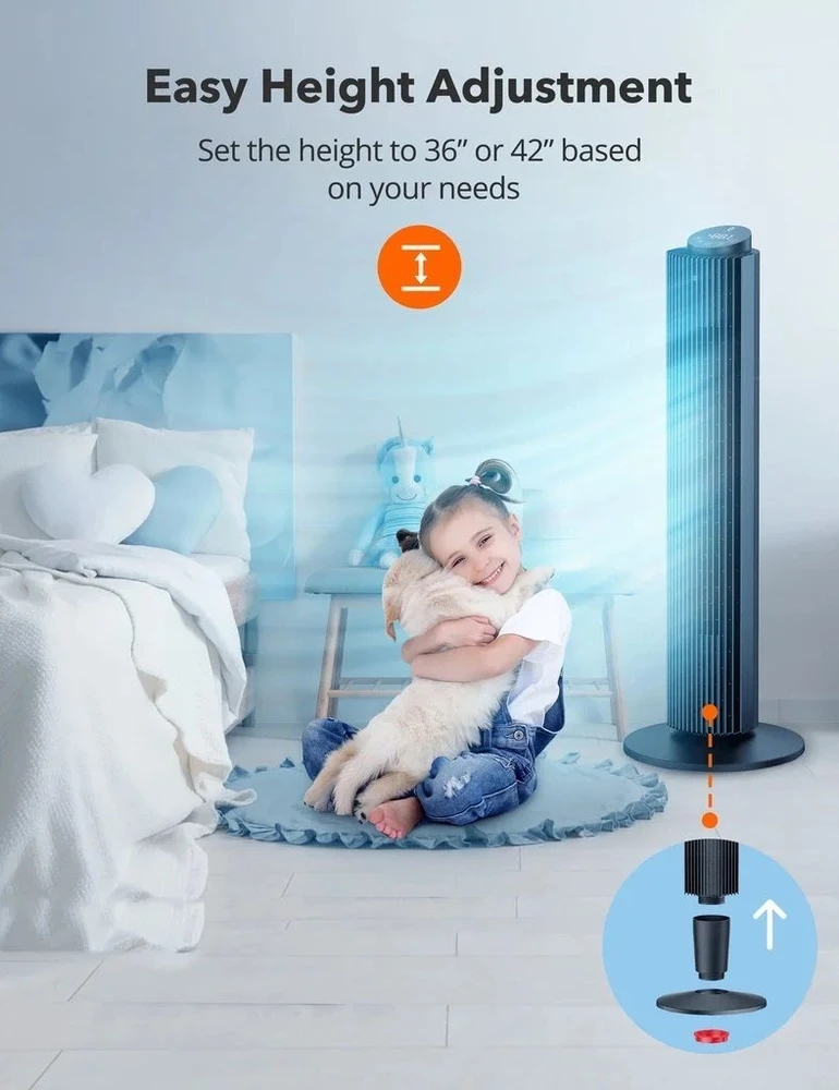 Pastatomas bokštinis ventiliatorius su nuotolinio valdymo pulteliu, TaoTronics TT-TF005