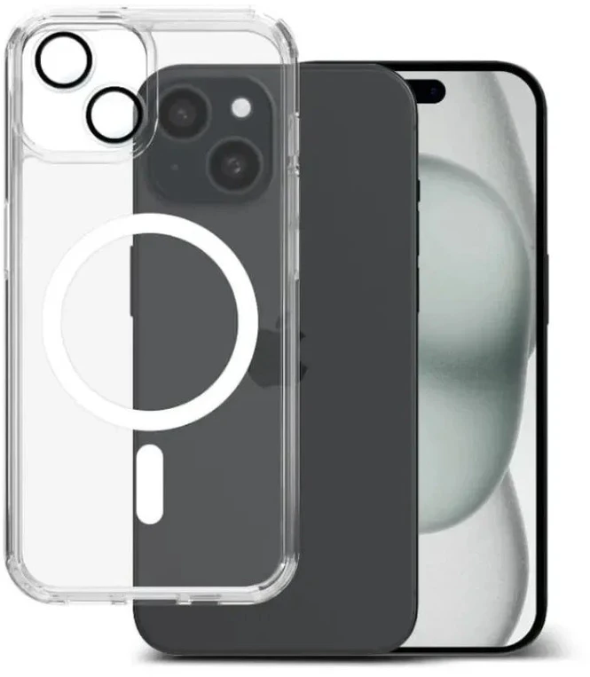 Permatomas 2in1 MagSafe telefono dėklas ArmorPro skirtas iPhone 15