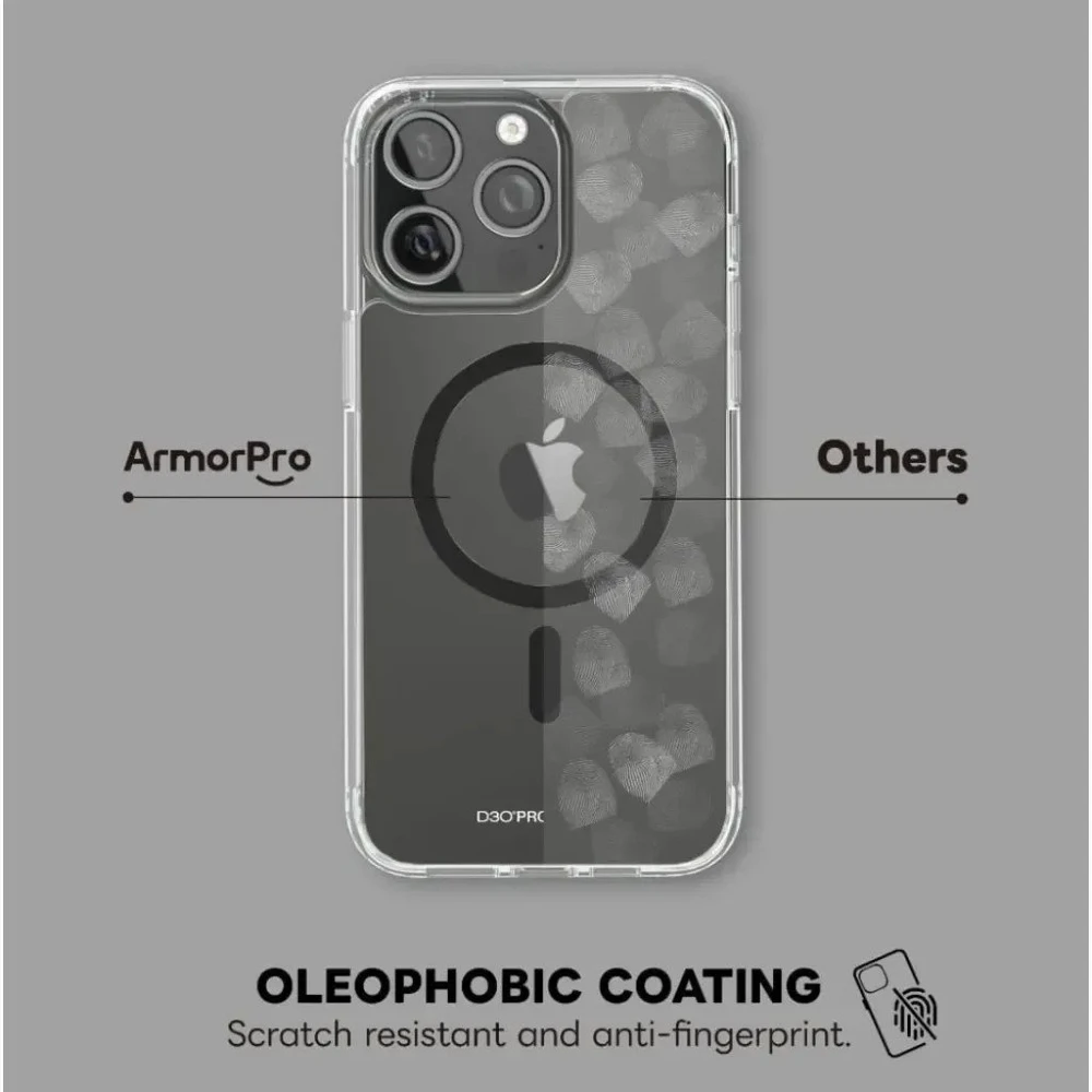 Permatomas 2in1 MagSafe telefono dėklas ArmorPro skirtas iPhone 15 Pro