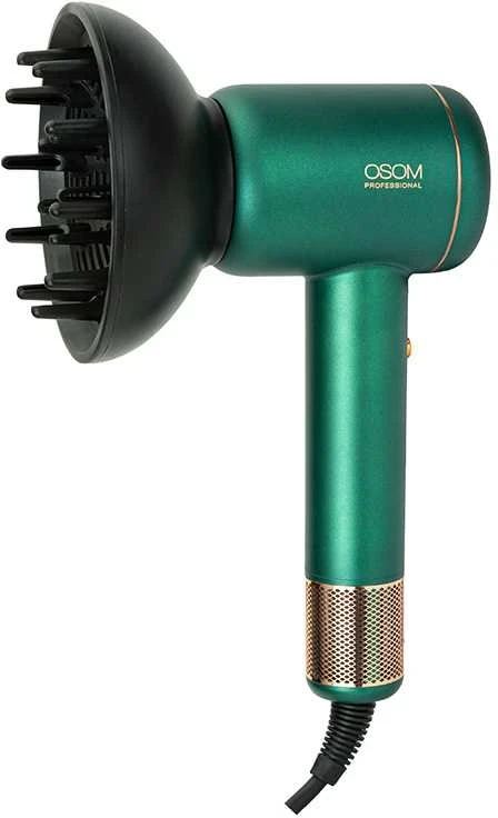 Plaukų džiovintuvas OSOM Professional NERO BLDC Plaukų džiovintuvas OSOMPF8GR, 1600 W, žalios spalvos (Ekspozicinė prekė)