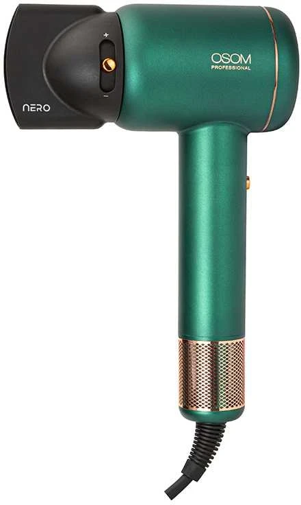 Plaukų džiovintuvas OSOM Professional NERO BLDC Plaukų džiovintuvas OSOMPF8GR, 1600 W, žalios spalvos (Ekspozicinė prekė)