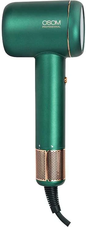 Plaukų džiovintuvas OSOM Professional NERO BLDC Plaukų džiovintuvas OSOMPF8GR, 1600 W, žalios spalvos (Ekspozicinė prekė)