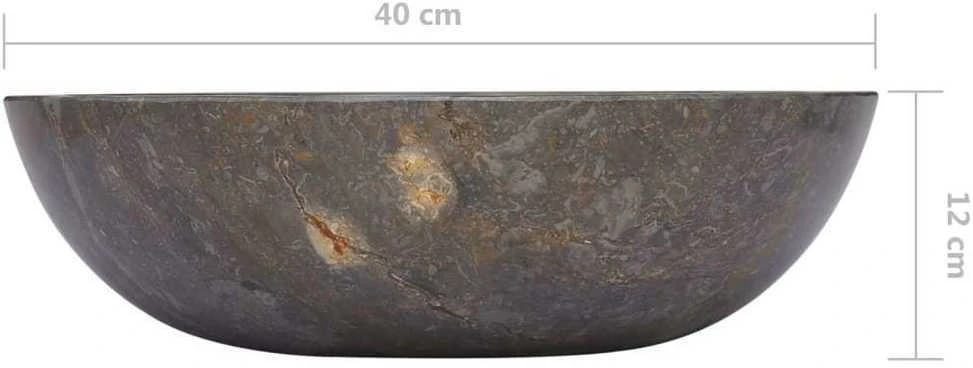 Praustuvas, pilkos spalvos, skersmuo 40x12cm, marmuras (Pažeista pakuotė)