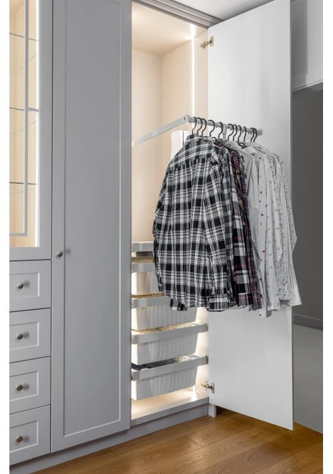 Pull-down wardrobe rail – oil - 545mm - 700mm (steel-100% baltas)