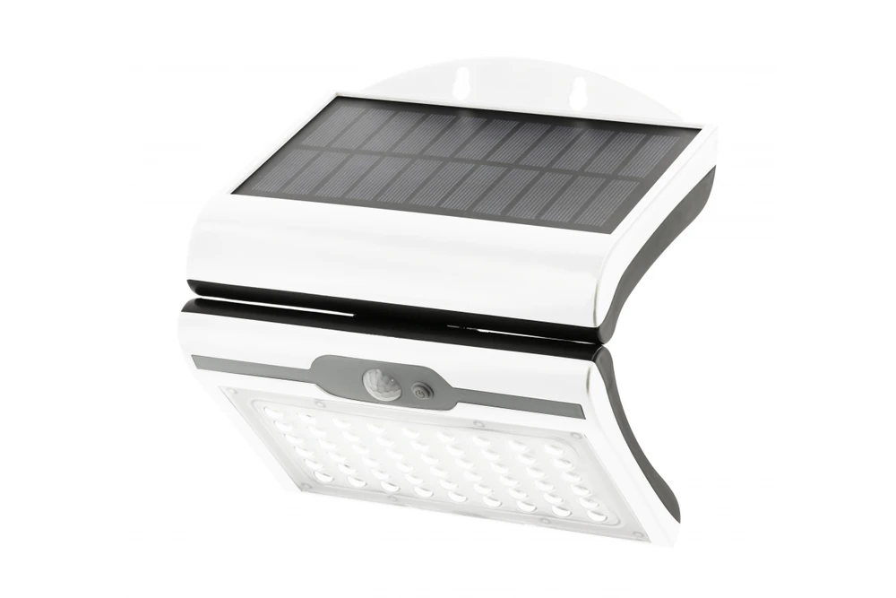 RAMOS saulės fasado šviestuvas su judesio / sutemų jutikliu, 50W, 300lm, 3,7V 1800mAh, IP4