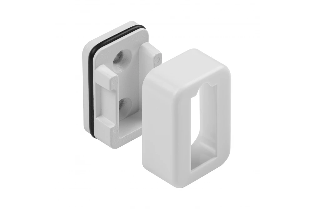Rectangular socket with end cap, baltas