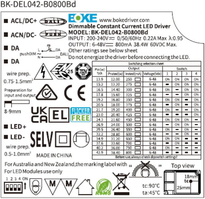 GTV Regulated DC Power Supply DALI-2_PUSH 250-800mA 6-48VDC SELV Class 2