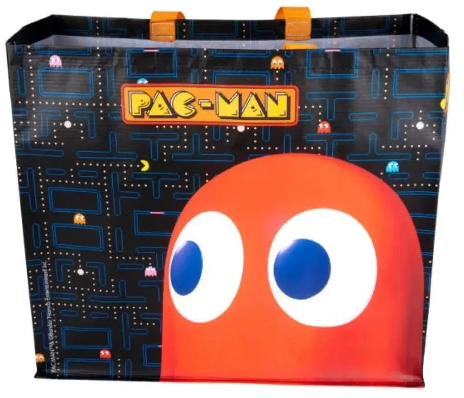 Retro pirkinių krepšys Konix Pac-Man su Blinky dizainu 40x45x20cm, juodas