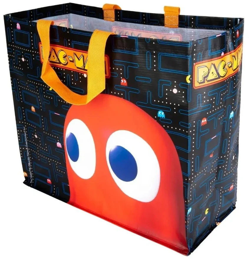 Retro pirkinių krepšys Konix Pac-Man su Blinky dizainu 40x45x20cm, juodas