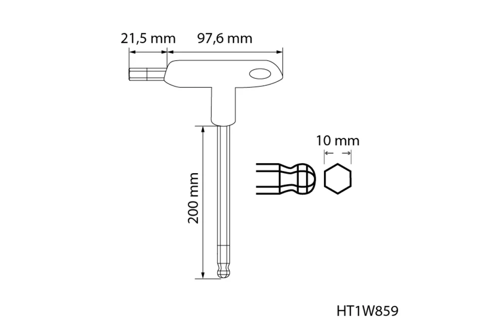 Hogert Technik HOGERT IMBUS KULA Z RĘKOJEŚCIĄ 10mm