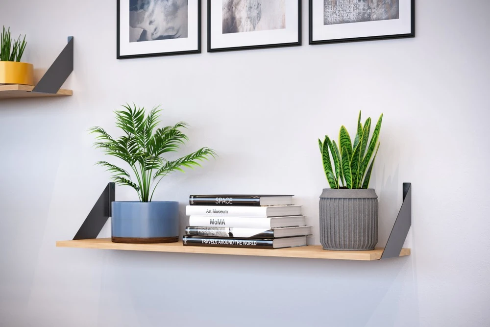 Shelf support FLAT, 20x20 cm, juodas mat