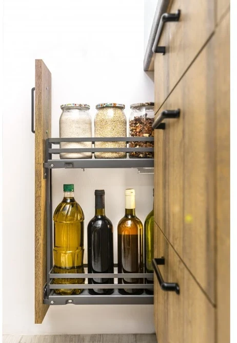 GTV Side cargo basket MovixPro, 2 shelves, for 150mm cabinet, without slides, anthracite RAL 7