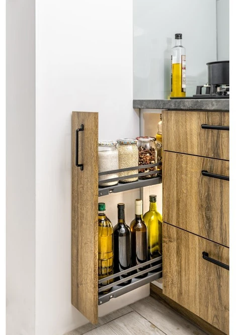 Side cargo basket MovixPro, 2 shelves, for 200mm cabinet, without slides, anthracite RAL 7