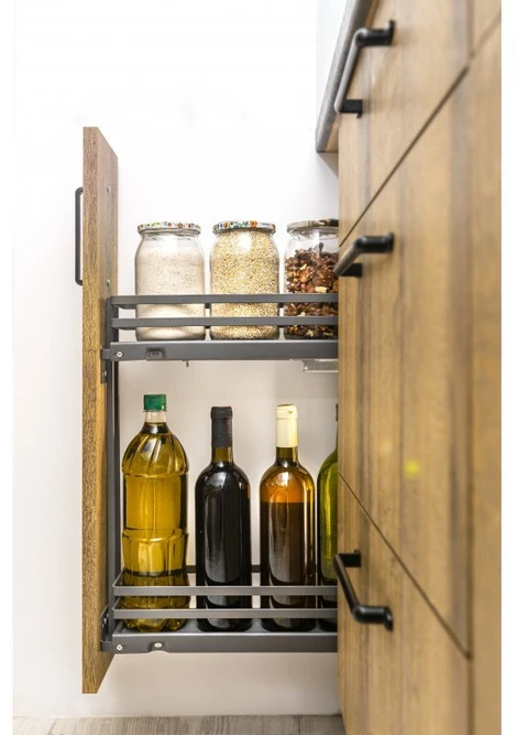 Side cargo basket MovixPro, 2 shelves, for 150mm cabinet, without slides, anthracite RAL 7