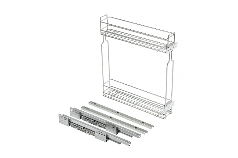 Side cargo basket, tandem type slide mounting, 2 shelves, cabinet 200 mm, without guides,