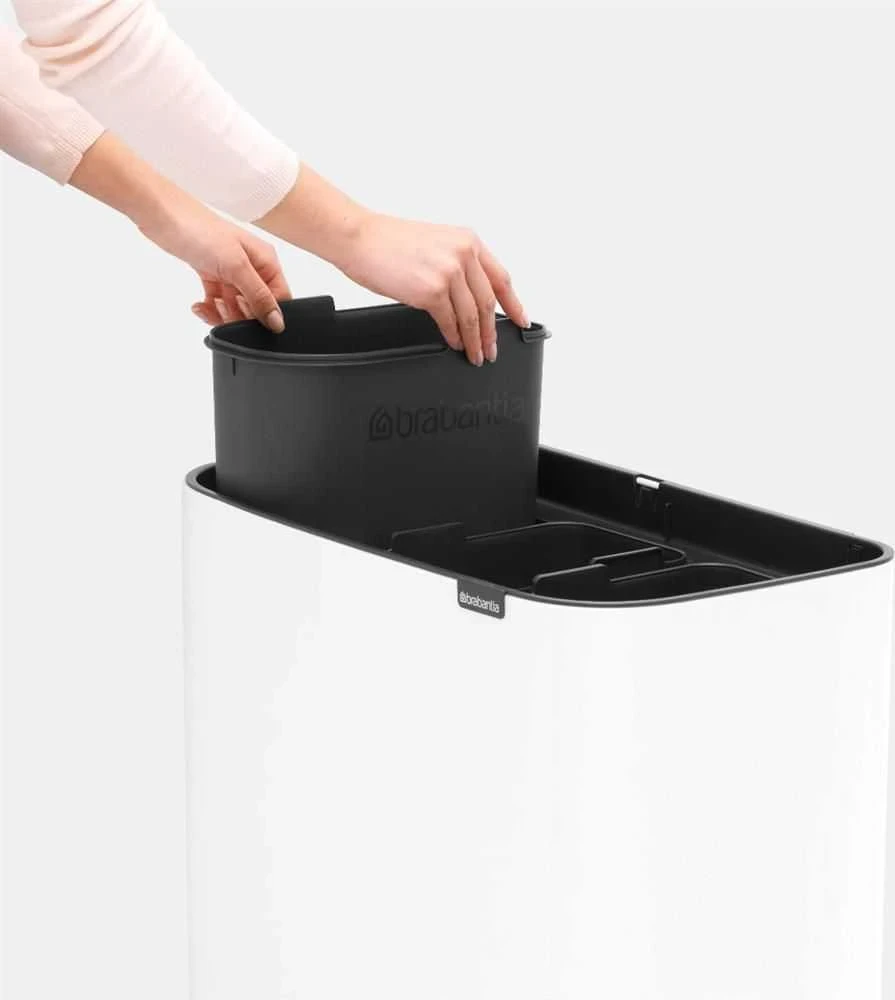 Šiukšlių dėžė Brabantia Bo Touch, 3 x 11 l, Balta (Pažeista pakuotė)