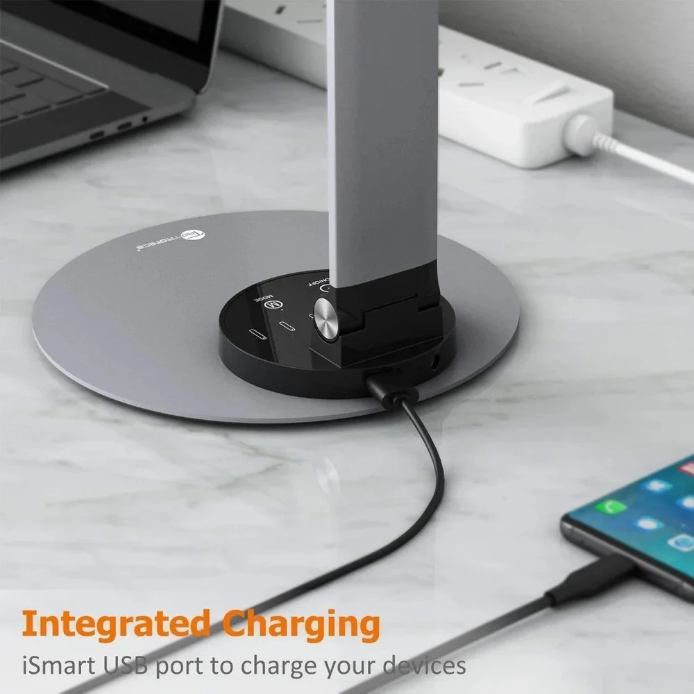 Stalinis šviestuvas TaoTronics TT-DL22 su USB jungtimi, sidabrinis-juodas