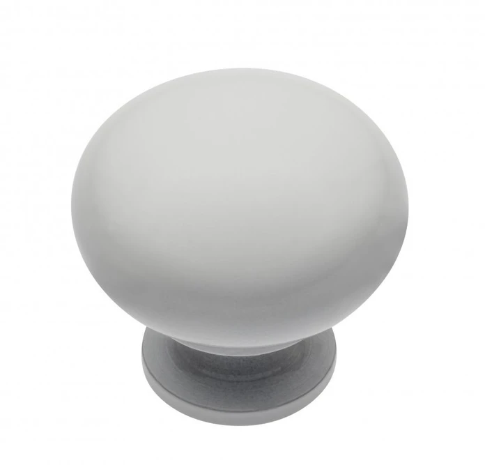 Steel knob BERGAMO baltas glossy