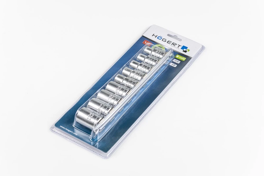 Galvučių komplektas Hogert HT1A880; 10-24 mm; 9 vnt.