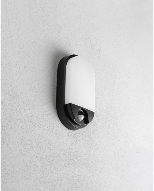 TULON luminaire with motion sensor, LED, 15W, 1350lm, 4000K, AC220-240V, IP54, oval, juodas