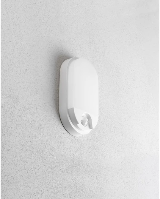 TULON luminaire with motion sensor, LED, 15W, 1350lm, 4000K, AC220-240V, IP54, oval, baltas