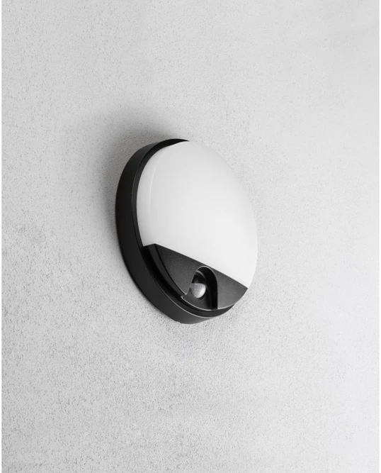 TULON luminaire with motion sensor, LED, 15W, 1350lm, 4000K, AC220-240V, IP54, round, blac