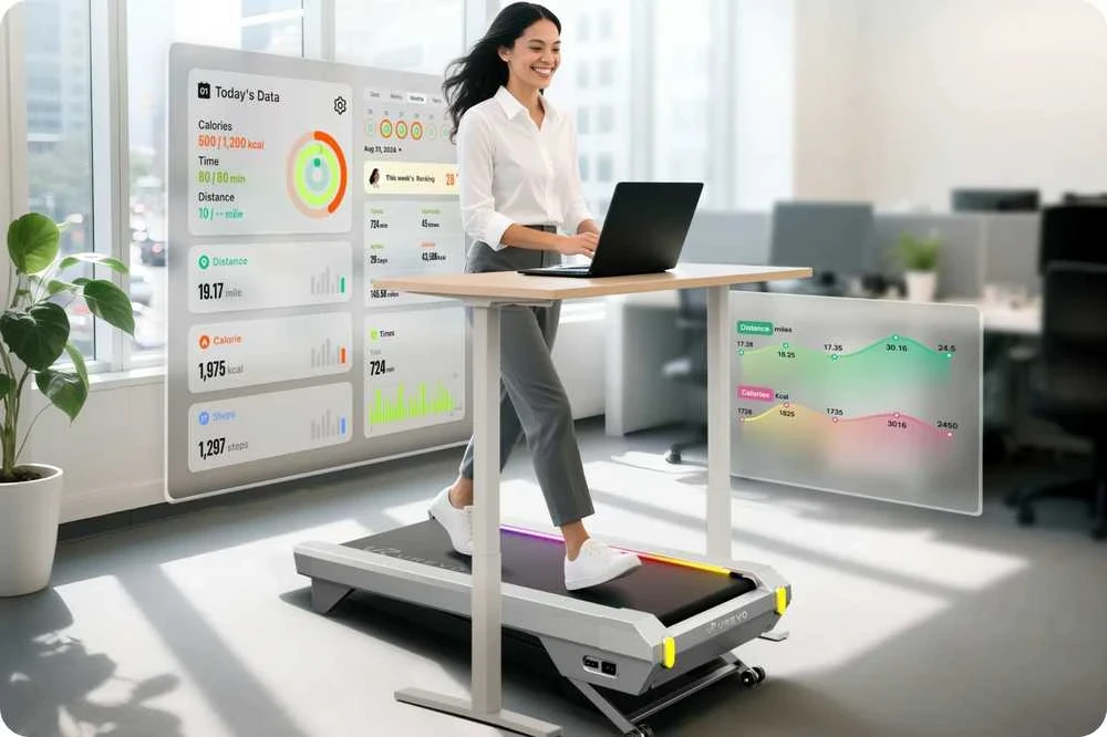 UREVO CyberPad for Office išmanusis bėgimo takelis, pilkas (Pažeista pakuotė)