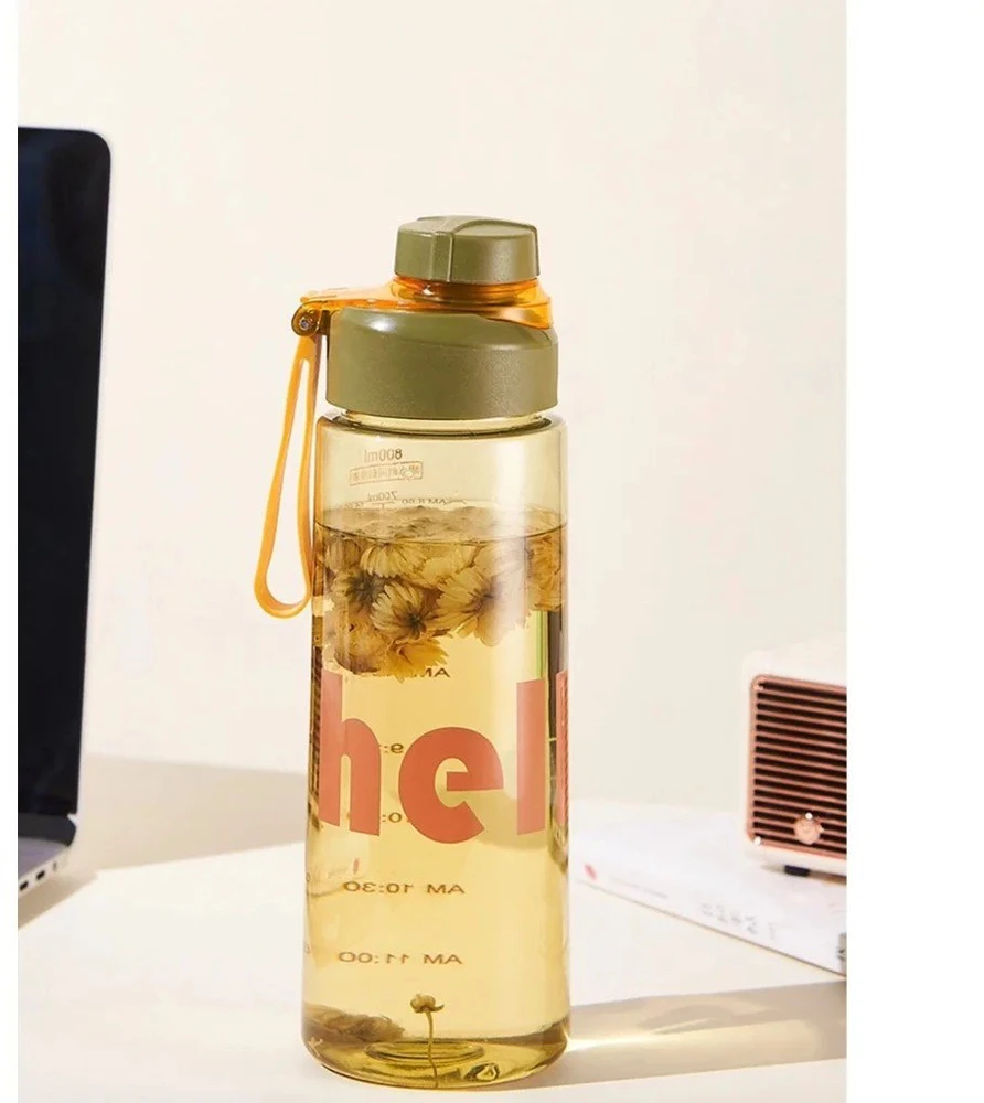 Vandens gertuvė su sieteliu, Hello, 650 ml, žalia