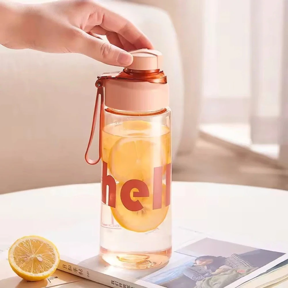 Vandens gertuvė su sieteliu, Hello, 650 ml, rožinė