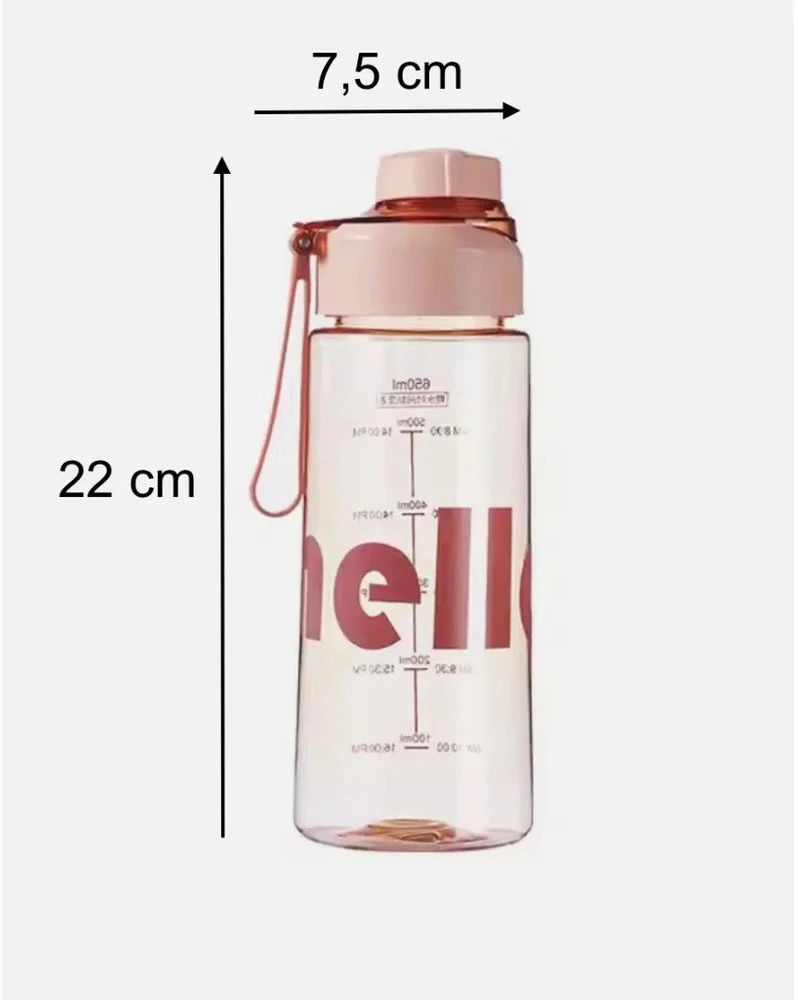 Vandens gertuvė su sieteliu, Hello, 650 ml, rožinė