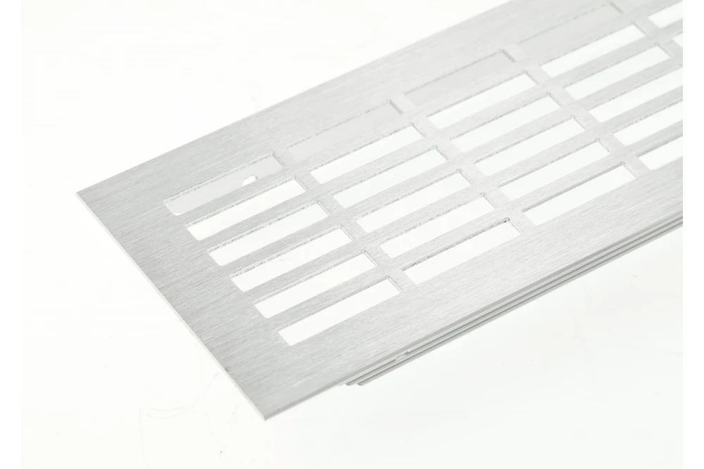 W80 grille, rectangular, 80 x 480, brushed steel