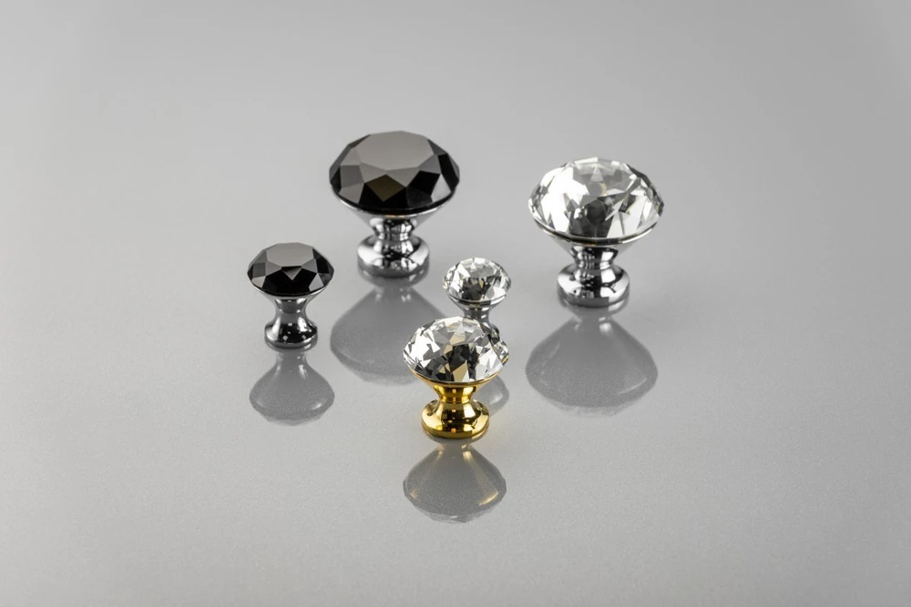 Zamak knob Crystal Palace B 30mm chrome + CRYSTAL