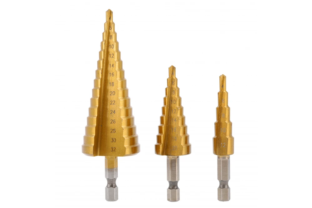 Pakopinis grąžtas Hogert HT6D325; 1/4''; 4-12/4-20/4-32 mm; 3 vnt.