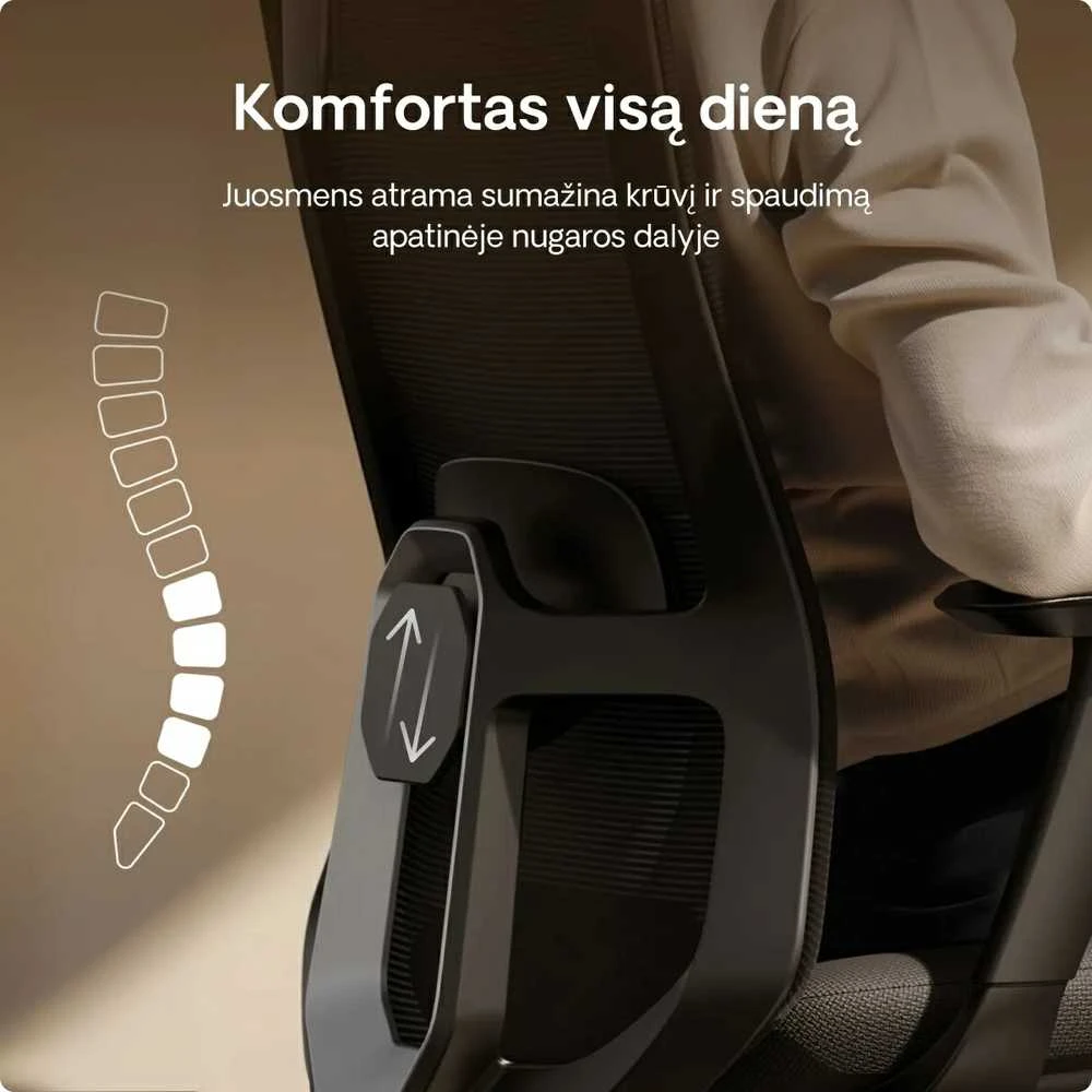 Biuro kėdė Desktronic SitOne Juoda, 4D porankiai, 6 reguliuojami taškai, BIFMA sertifikatas