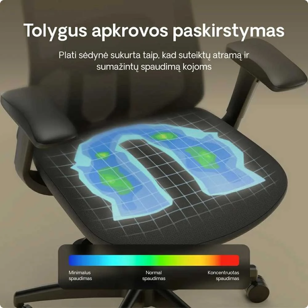 Biuro kėdė Desktronic SitOne Juoda, 4D porankiai, 6 reguliuojami taškai, BIFMA sertifikatas