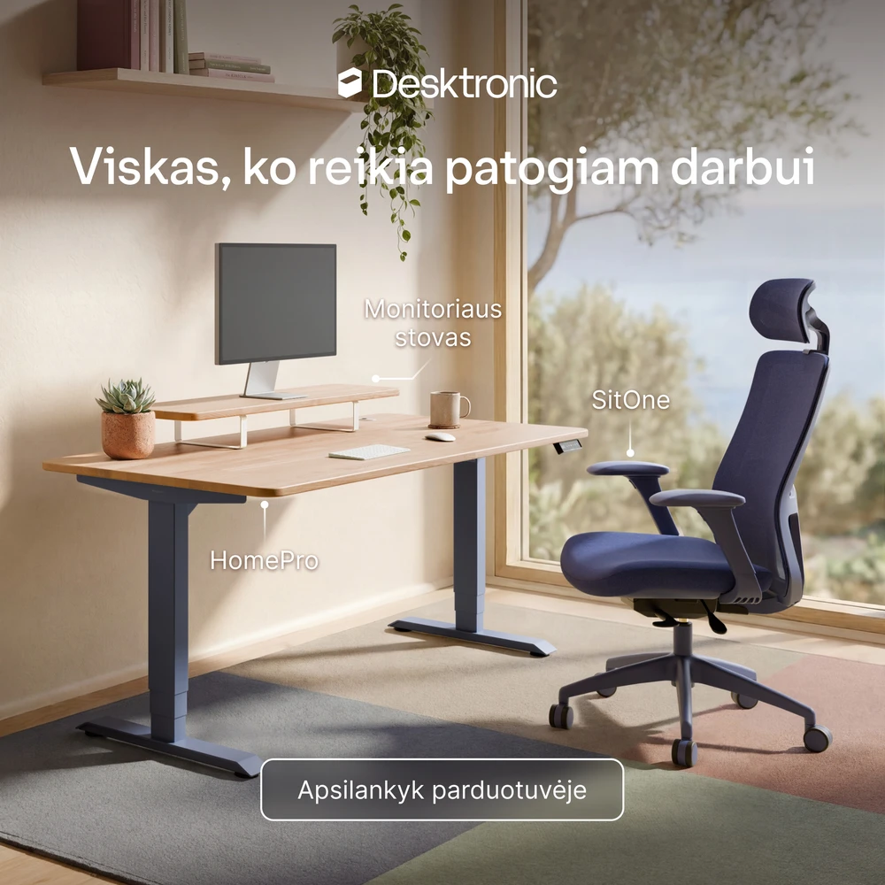 Biuro kėdė Desktronic SitOne Mėlyna, 4D porankiai, 6 reguliuojami taškai, BIFMA sertifikatas