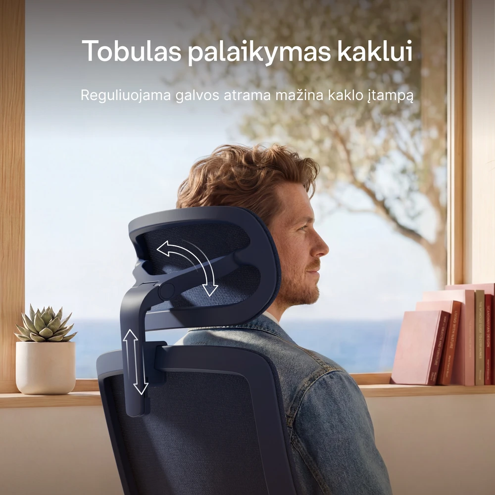 Biuro kėdė Desktronic SitOne Mėlyna, 4D porankiai, 6 reguliuojami taškai, BIFMA sertifikatas