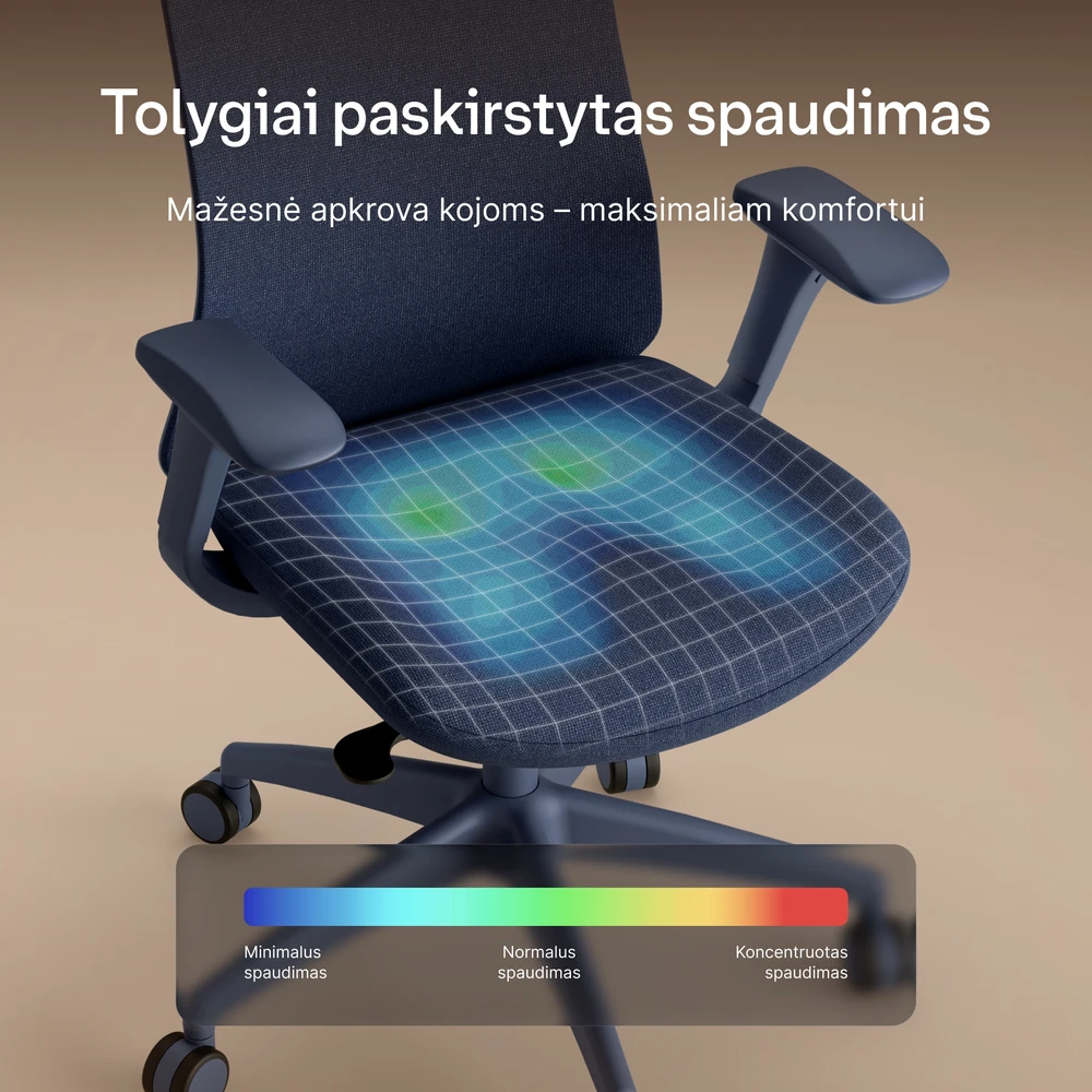 Biuro kėdė Desktronic SitOne Mėlyna, 4D porankiai, 6 reguliuojami taškai, BIFMA sertifikatas