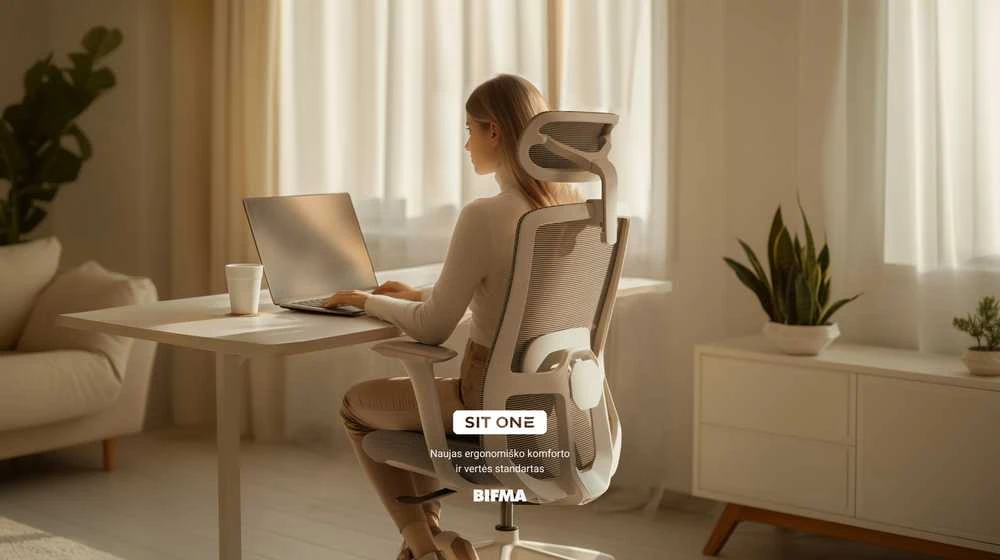 Biuro kėdė Desktronic SitOne Pilka, 4D porankiai, 6 reguliuojami taškai, BIFMA sertifikatas
