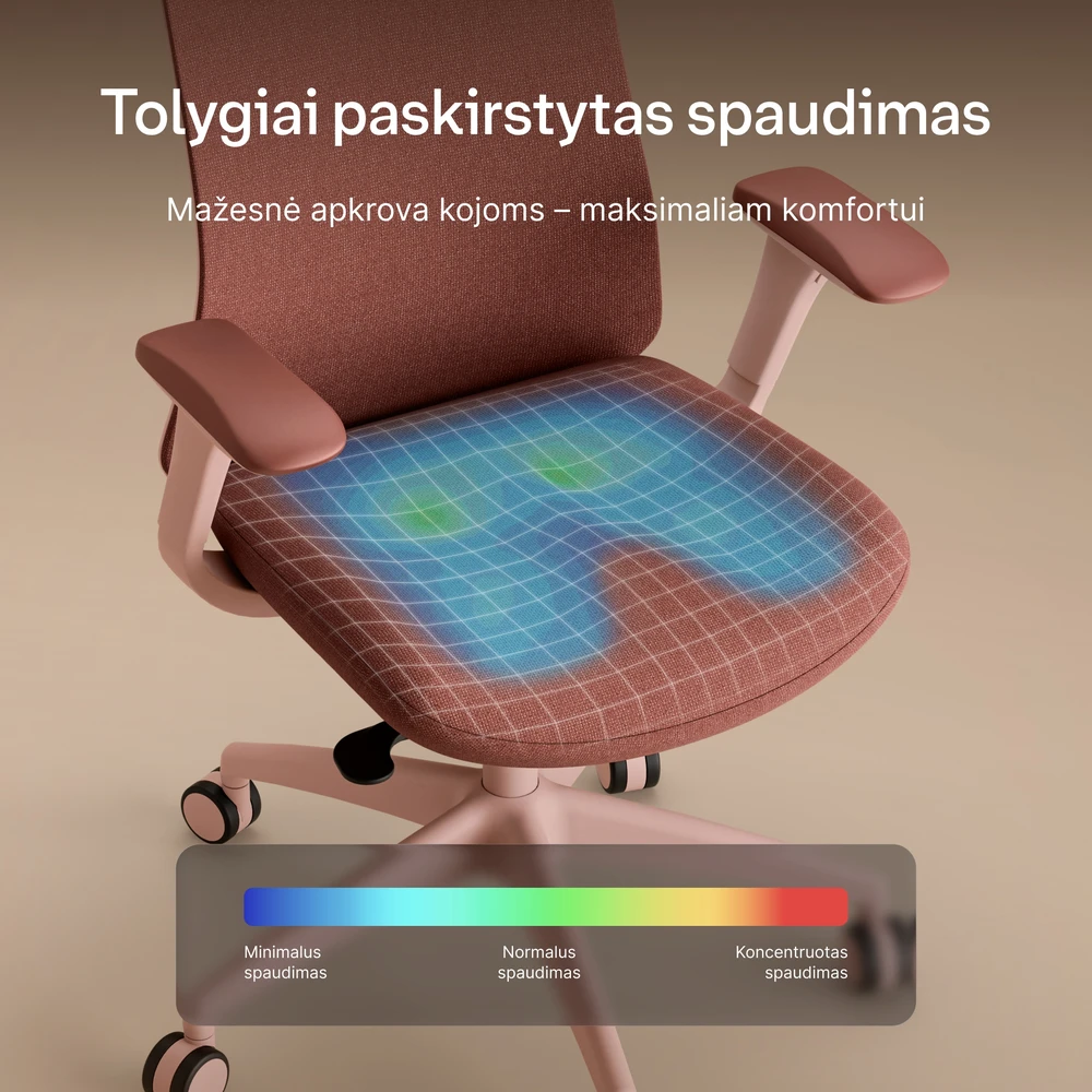 Biuro kėdė Desktronic SitOne Rožinė, 4D porankiai, 6 reguliuojami taškai, BIFMA sertifikatas