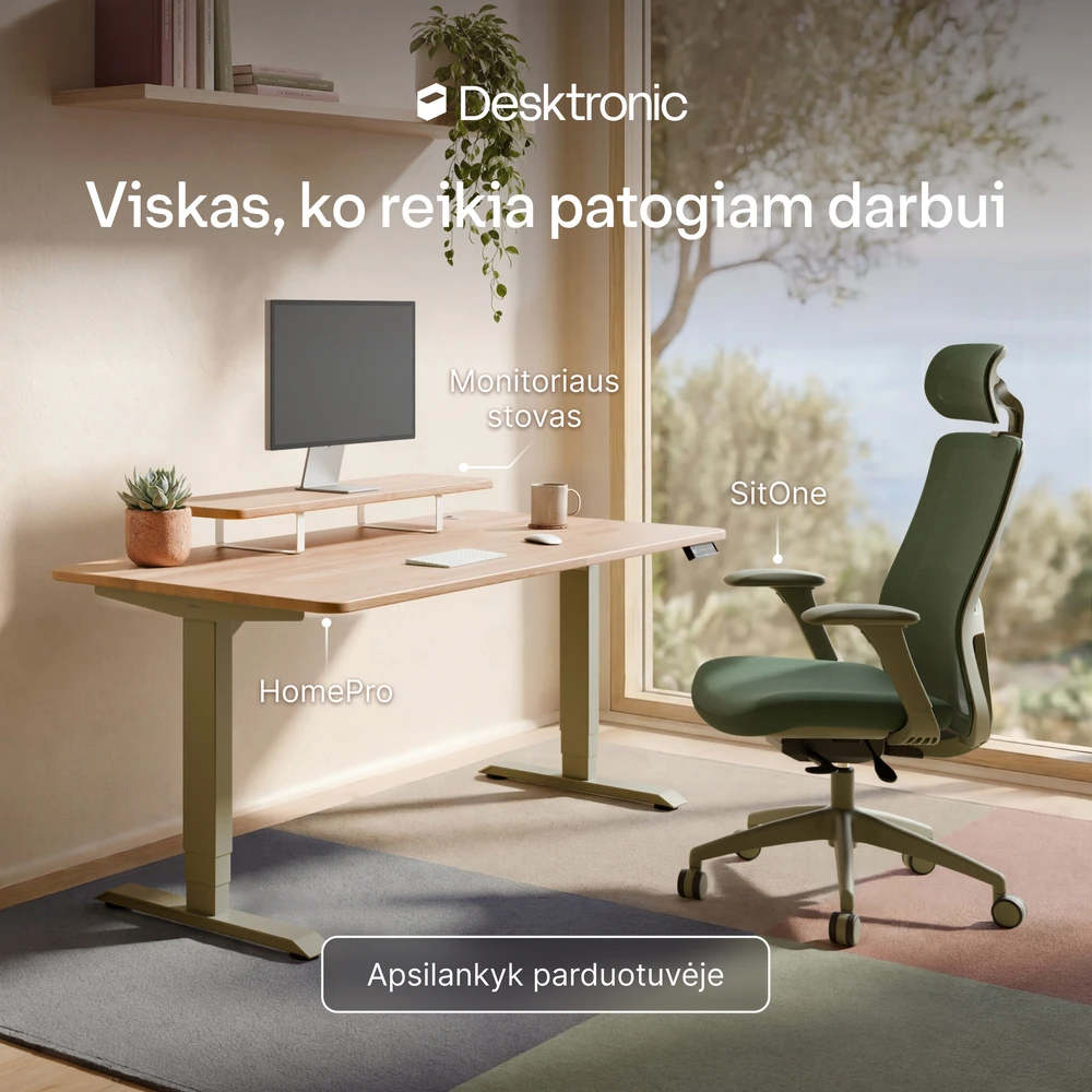 Biuro kėdė Desktronic SitOne Žalia, 4D porankiai, 6 reguliuojami taškai, BIFMA sertifikatas