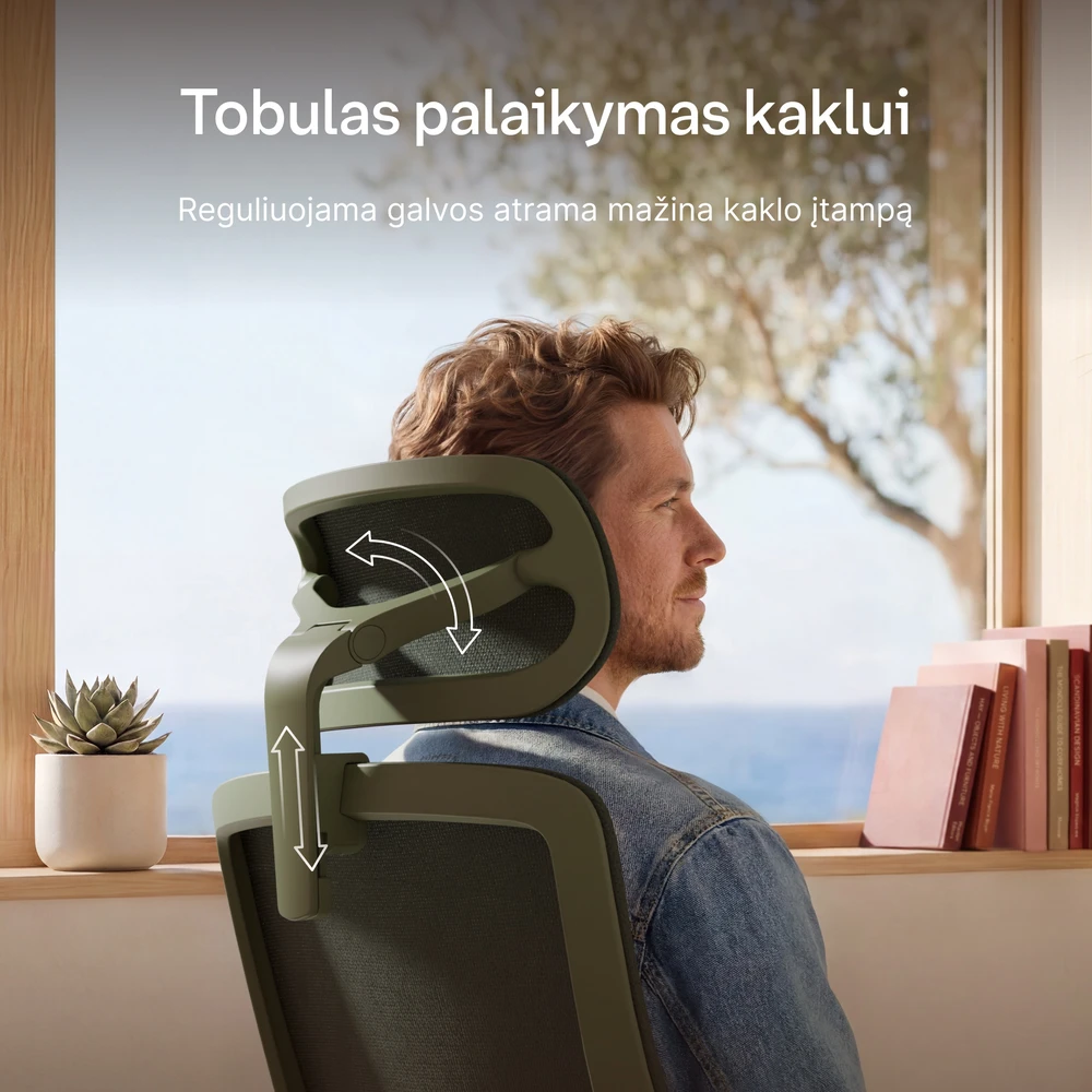 Biuro kėdė Desktronic SitOne Žalia, 4D porankiai, 6 reguliuojami taškai, BIFMA sertifikatas
