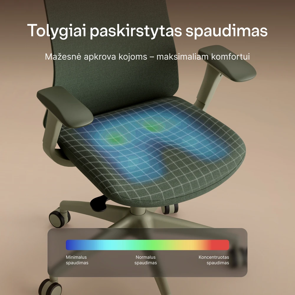Biuro kėdė Desktronic SitOne Žalia, 4D porankiai, 6 reguliuojami taškai, BIFMA sertifikatas