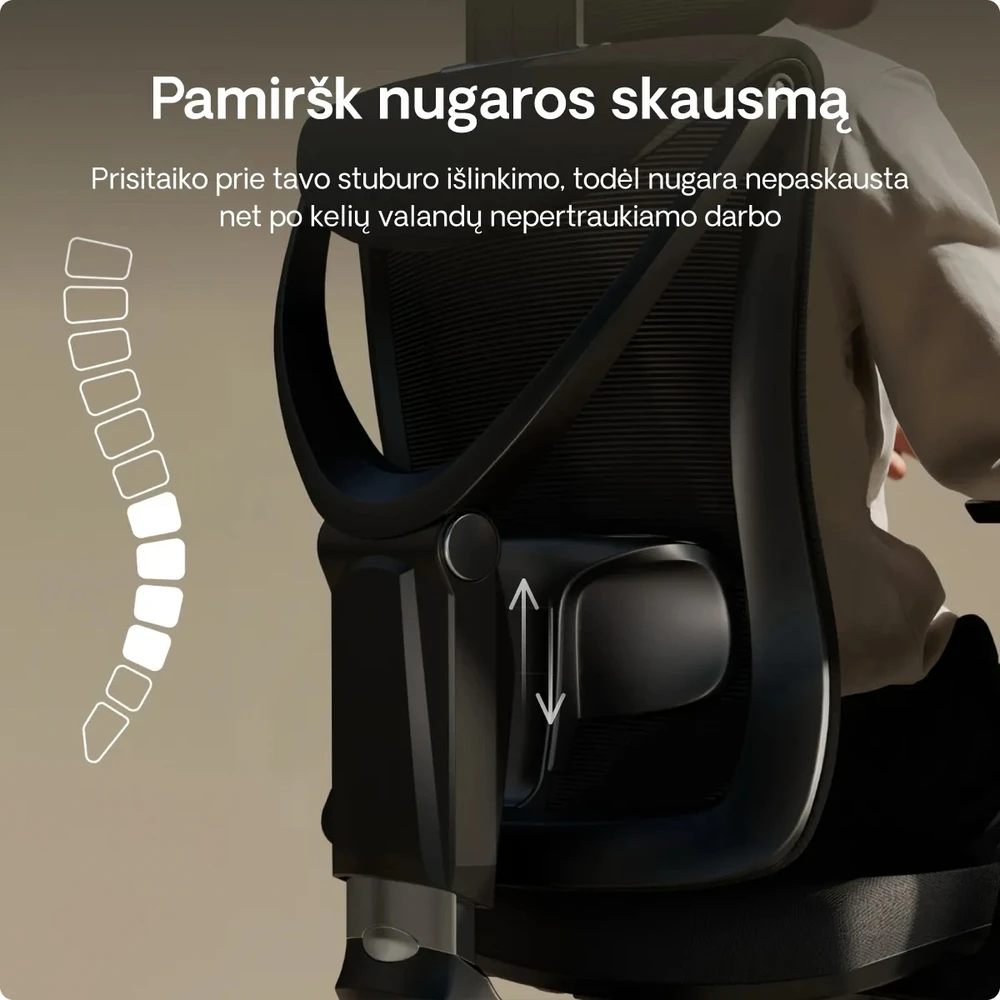 Biuro kėdė Desktronic SitPro Juoda, 3D porankiai, 10 reguliuojamų taškų, BIFMA sertifikatas