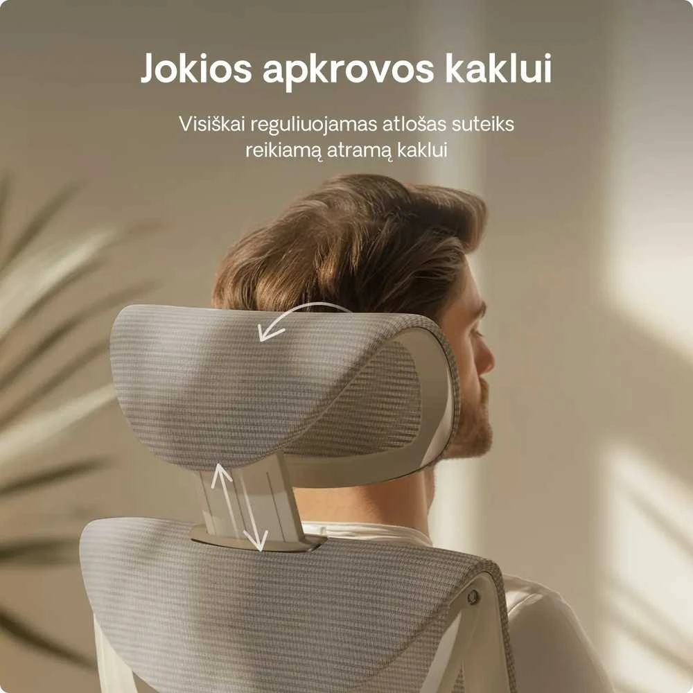 Biuro kėdė Desktronic SitPro Pilka, 3D porankiai, 10 reguliuojamų taškų, BIFMA sertifikatas