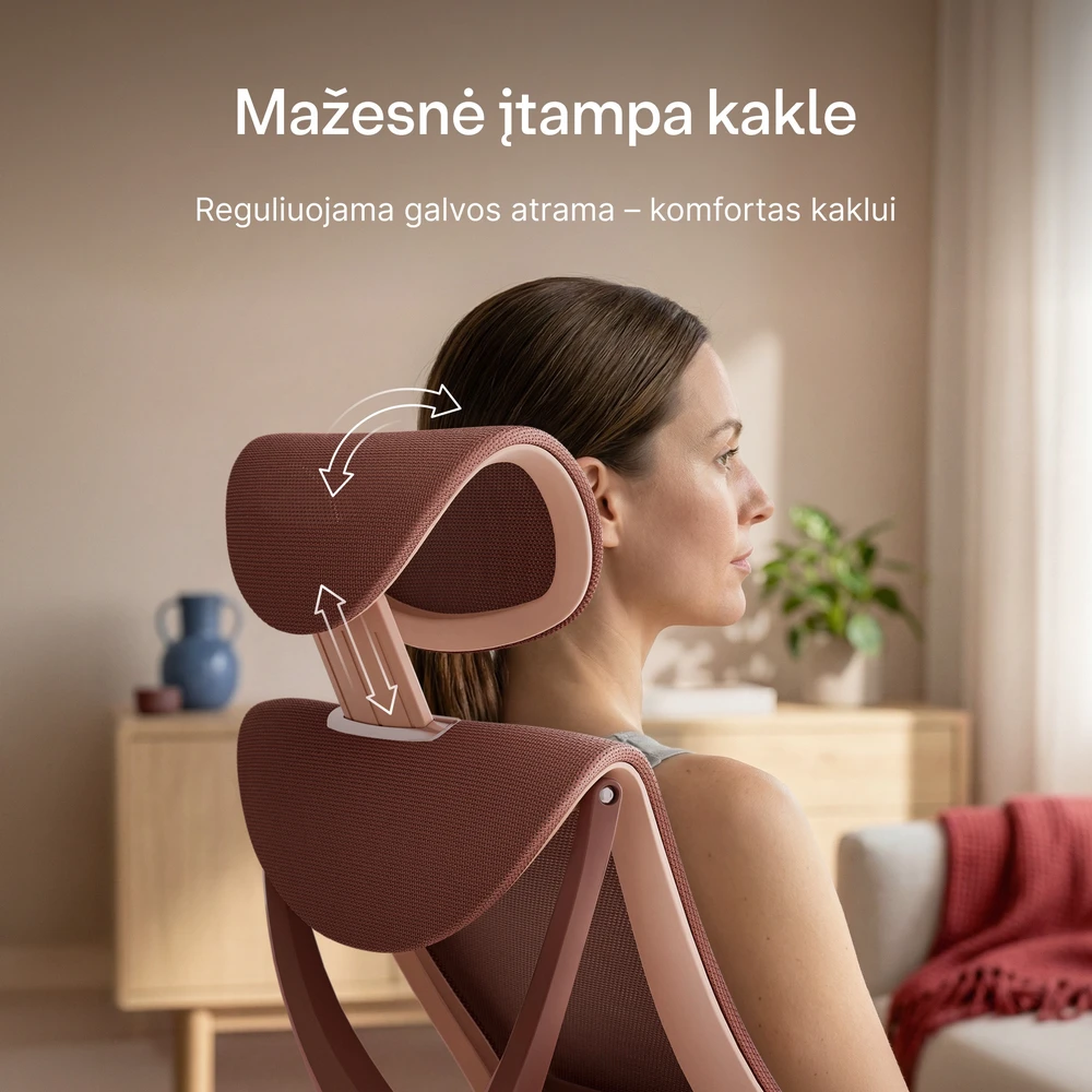 Biuro kėdė Desktronic SitPro Rožinė, 3D porankiai, 10 reguliuojamų taškų, BIFMA sertifikatas
